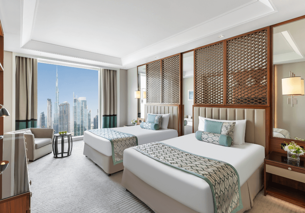 Taj Dubai Luxury Burj View Room Twin Bed 1
